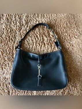 COACH Shoulder Bag Hamilton Hobo Black Leather Clip Closure
